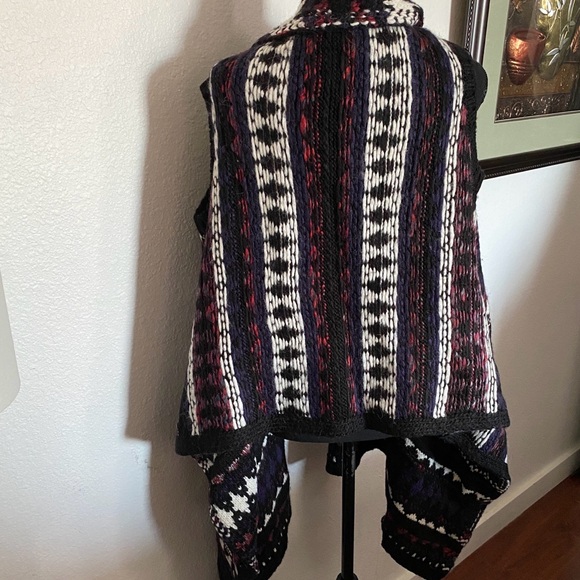 LOFT WOOL ALPACA BLEND CARDIGAN DRAPED FRONT MULTI COLOR SWEATER XSP - Picture 2 of 7